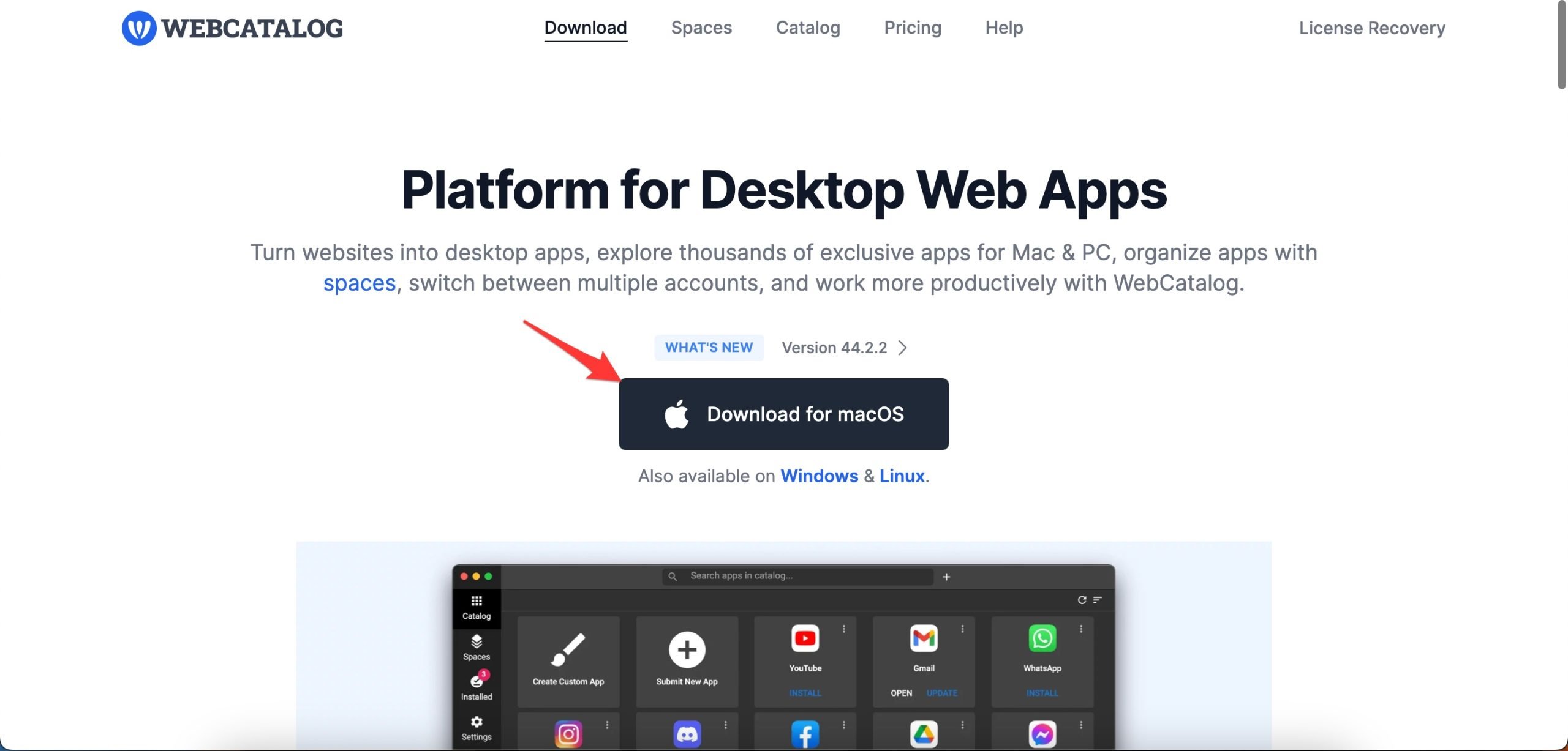 Pulsante di download per macOS