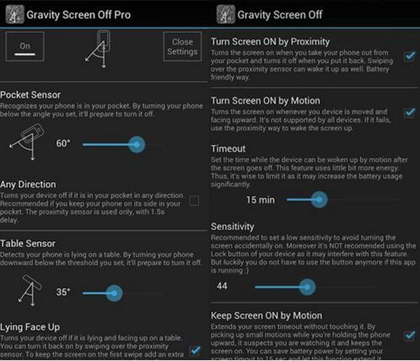Gravity Screen Off — управление экраном