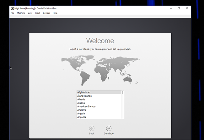 Экран выбора языка и начальной настройки