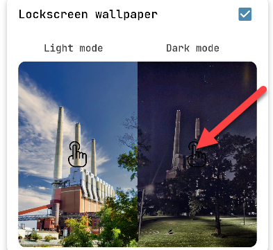 Выберите обои для каждого режима.