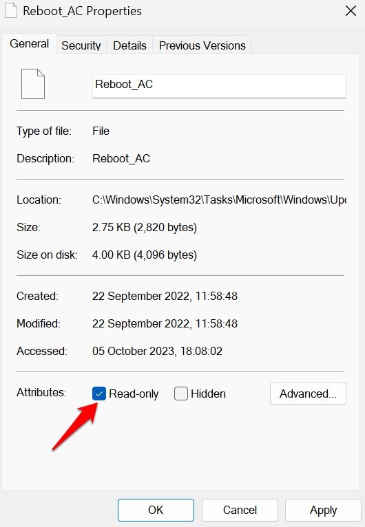 set Reboot as read only