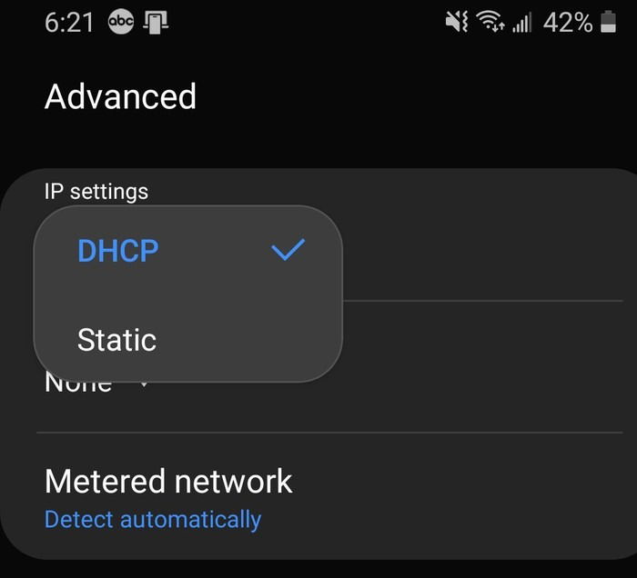Переход с DHCP на статический IP на Android