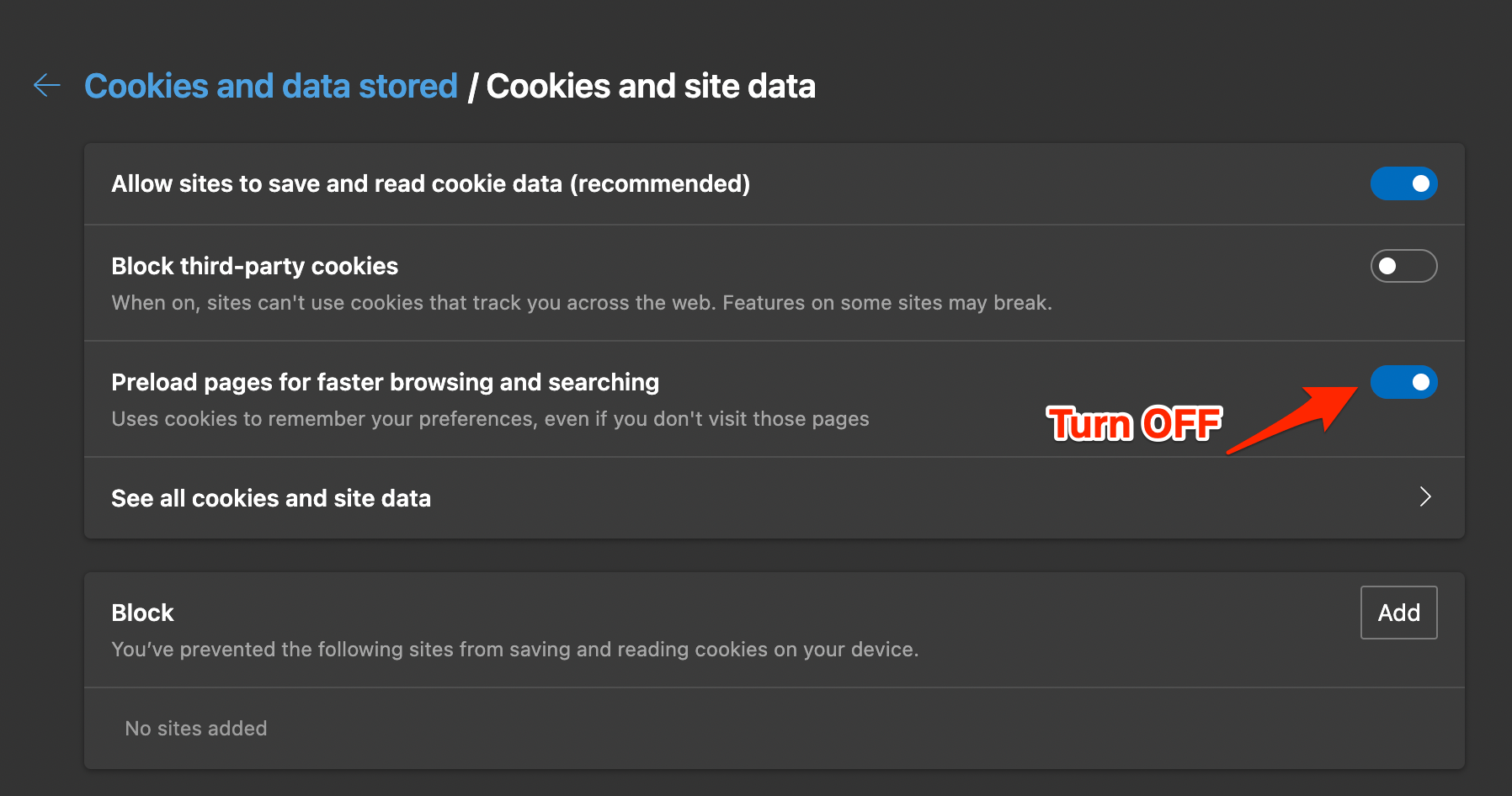 Отключение предзагрузки страниц