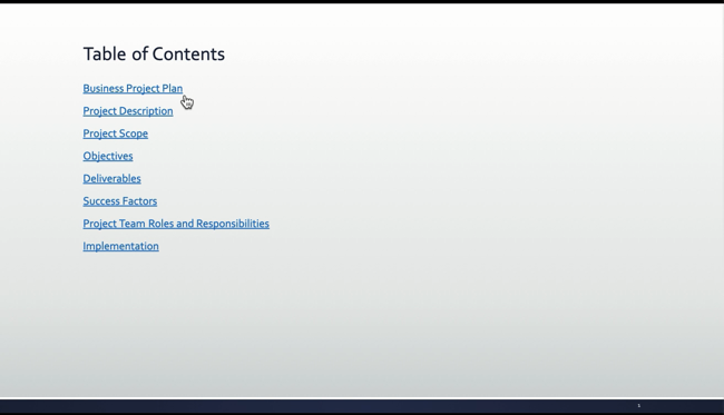 Table of contents in Google Slides