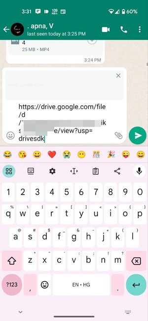 Презентация ссылки в чате WhatsApp