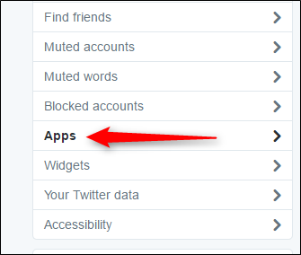 Список подключённых приложений Twitter