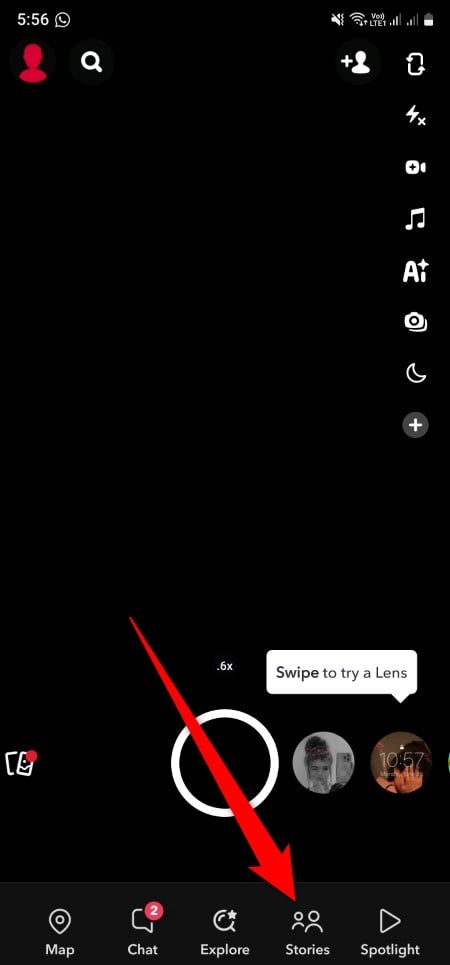 Вкладка Истории в Snapchat