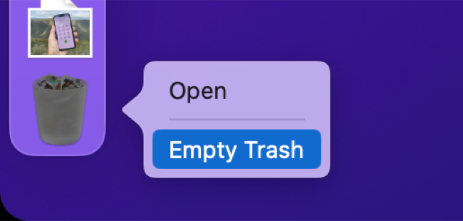 Выберите «Очистить корзину», чтобы окончательно удалить элементы