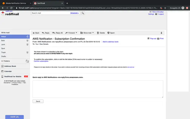 Подтверждение подписки в почтовом клиенте