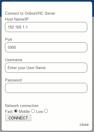 Просмотр через OnlineVNC Viewer в браузере