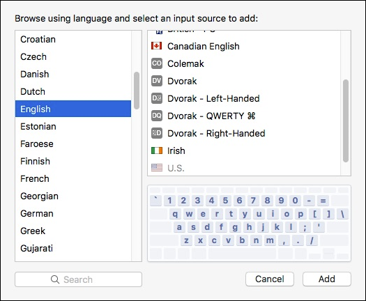 Выбор Dvorak или Colemak на Mac