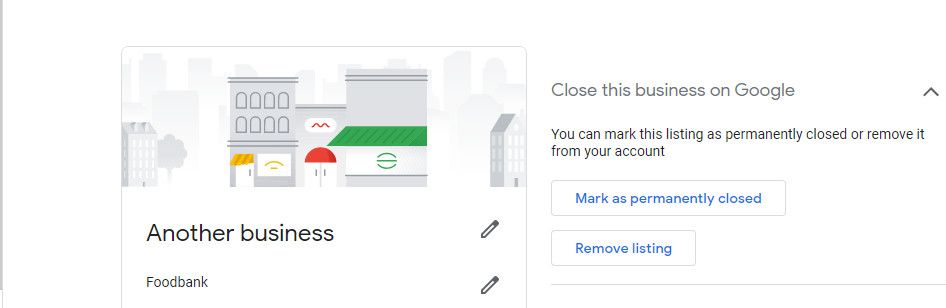 Меню с опциями закрытия и удаления листинга