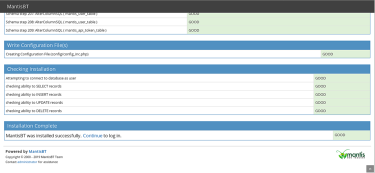 Database settings