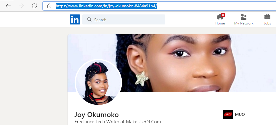 URL профиля LinkedIn выделен в адресной строке