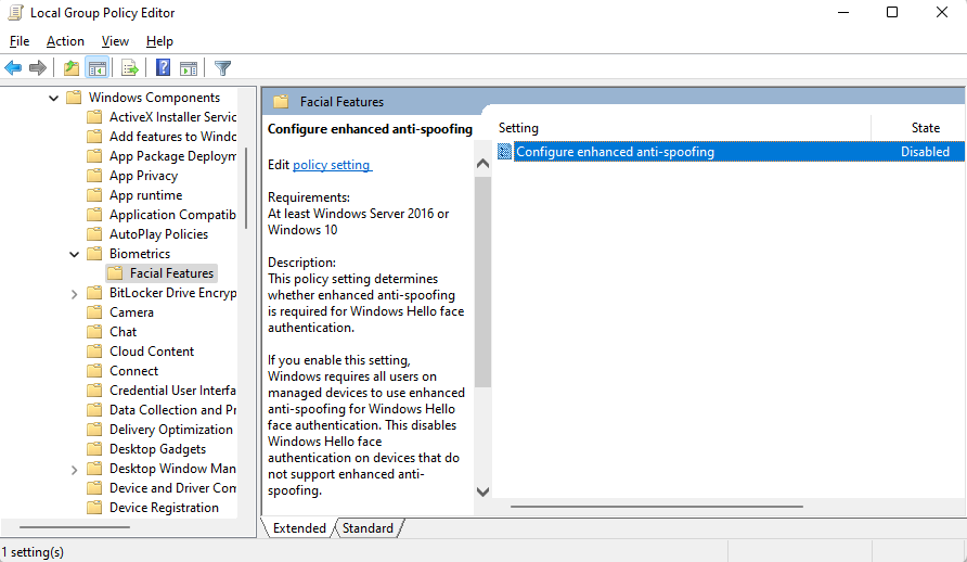 Политика настроек противоспуфинга