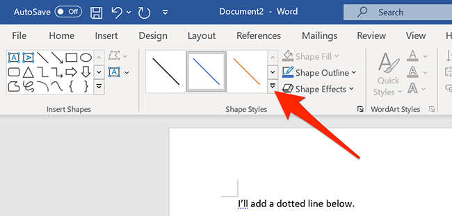 Выберите пунктирный стиль в пресетах в окне Word