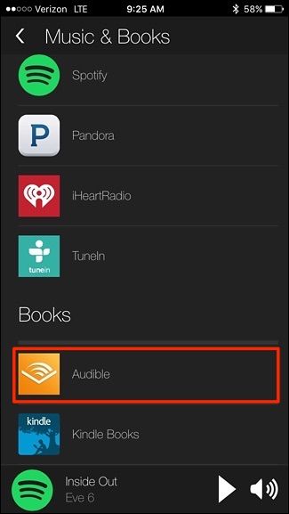 Список Audible в приложении