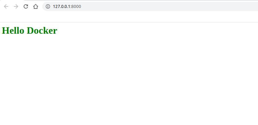 Сайт приложения в браузере с заголовком Hello docker