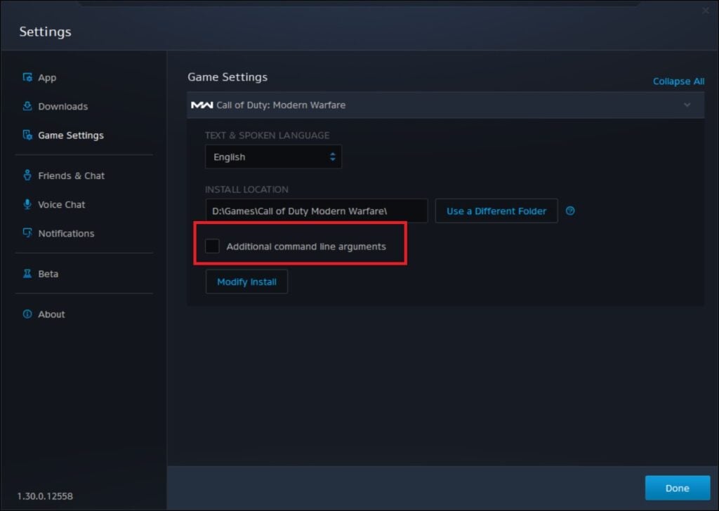 Опции Battle.net для аргументов