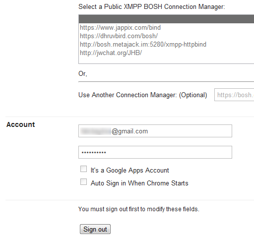 Список контактов в Gtalklet