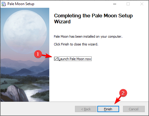 Финал установки и запуск Pale Moon