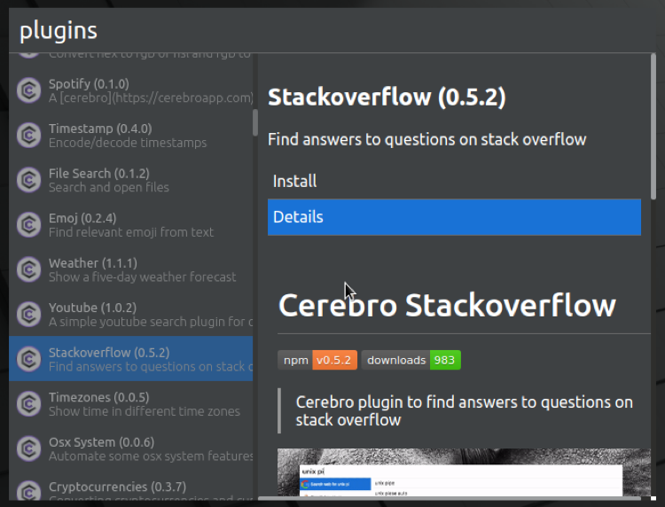 installing a plugin in Cerebro