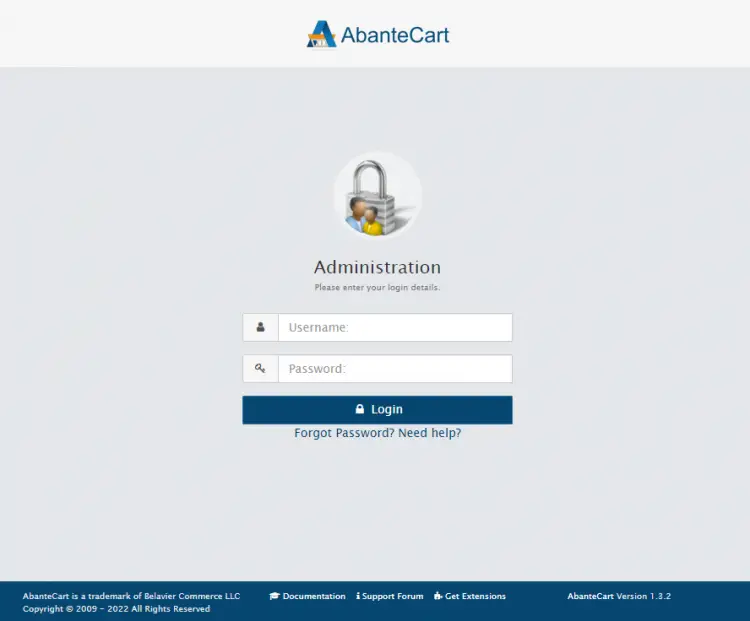 Панель управления AbanteCart