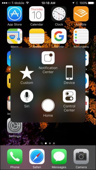 Плавающая кнопка AssistiveTouch на экране iPhone
