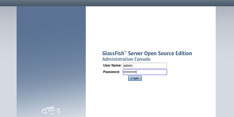 Страница входа в админку GlassFish