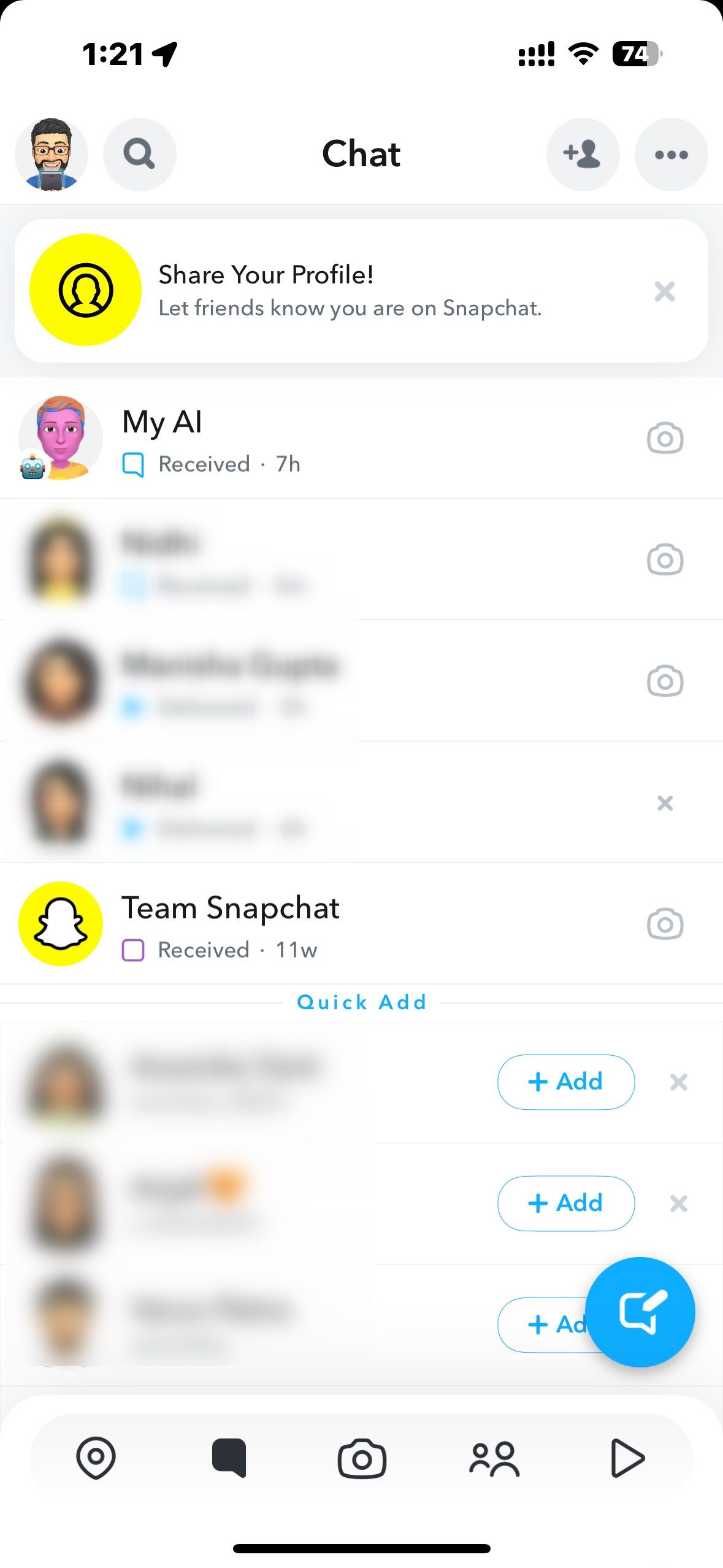 Иконка профиля в Snapchat