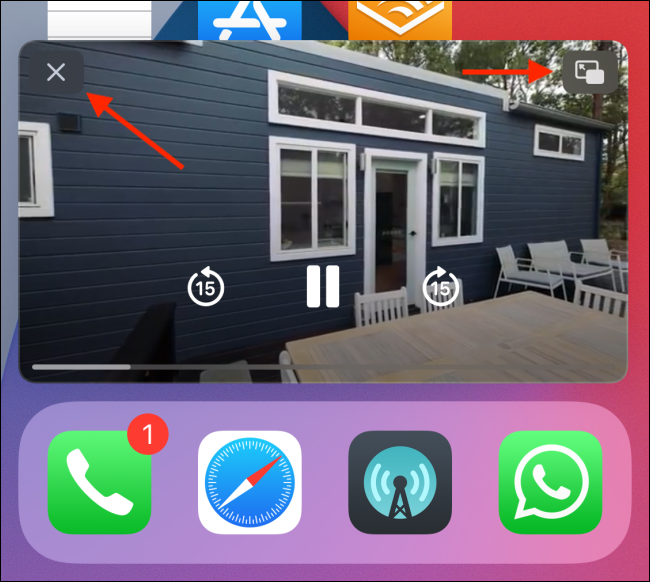 Закрыть картинка-в-картинке YouTube на iPhone