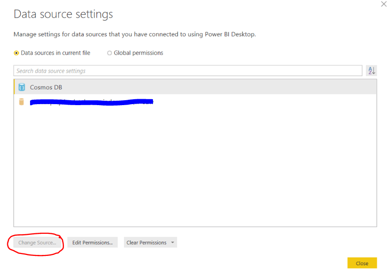 Кнопка Изменить источник неактивна в Power BI