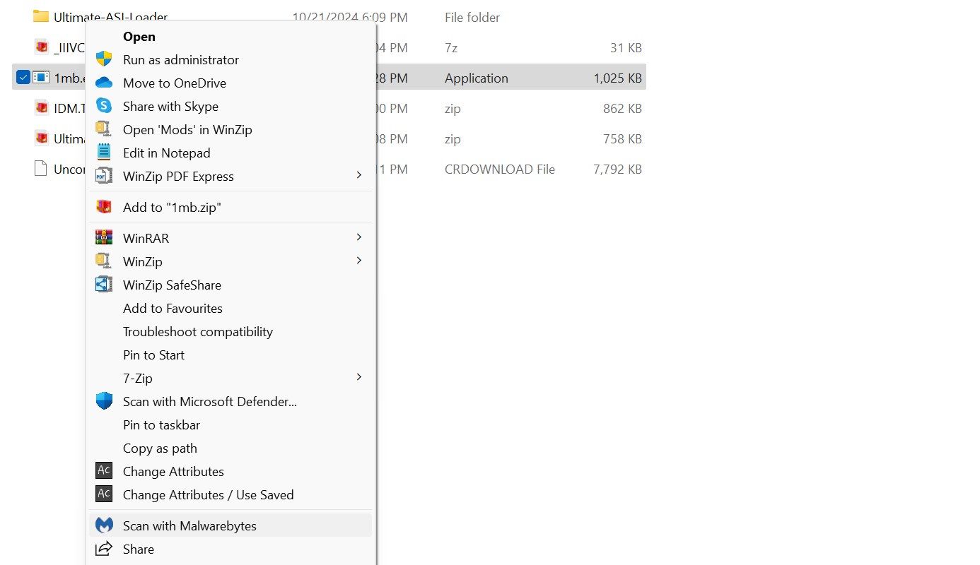 Сканирование файла в Malwarebytes