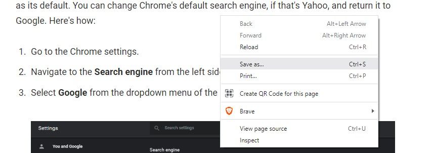 Альтернативный способ сохранения через контекстное меню в Brave