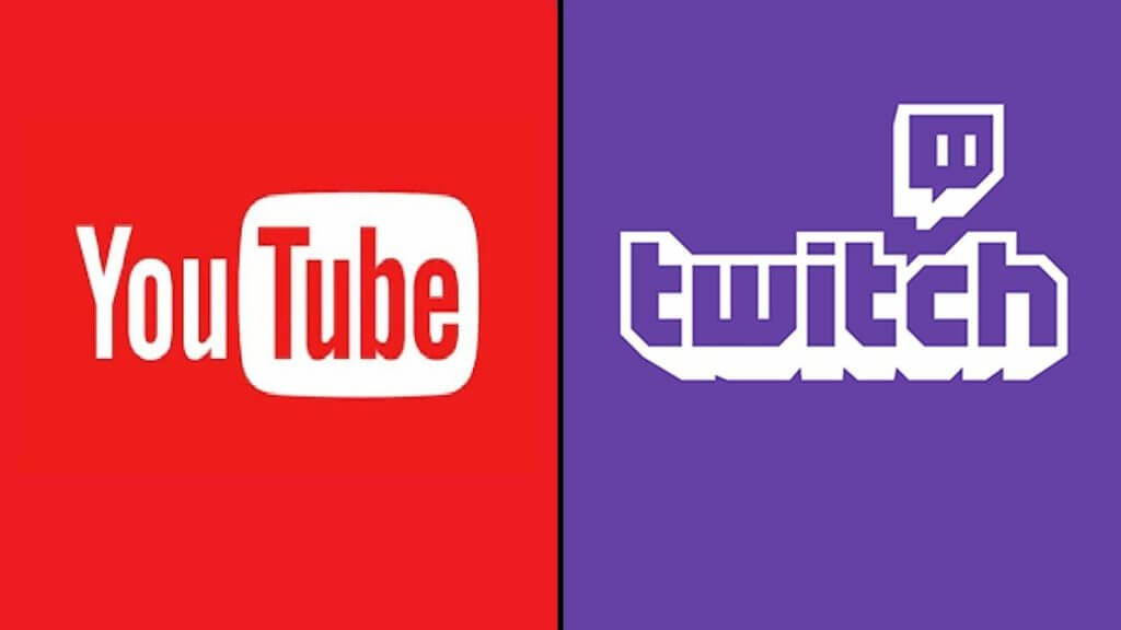 YouTube и Twitch — логотипы на тёмном фоне