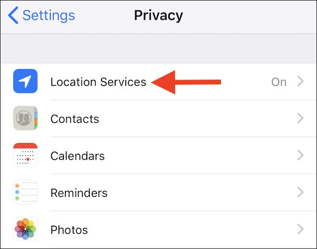 Тапните Службы геолокации