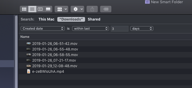Фильтрация по дате создания внутри папки Downloads