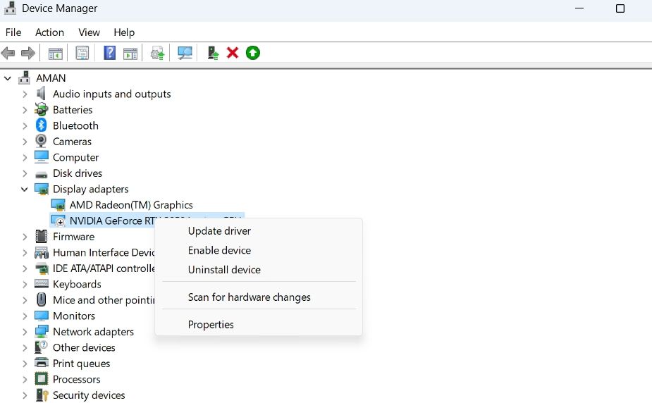 Пункт Включить устройство в Диспетчере устройств