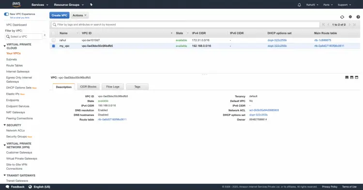VPC создана в AWS с помощью Python