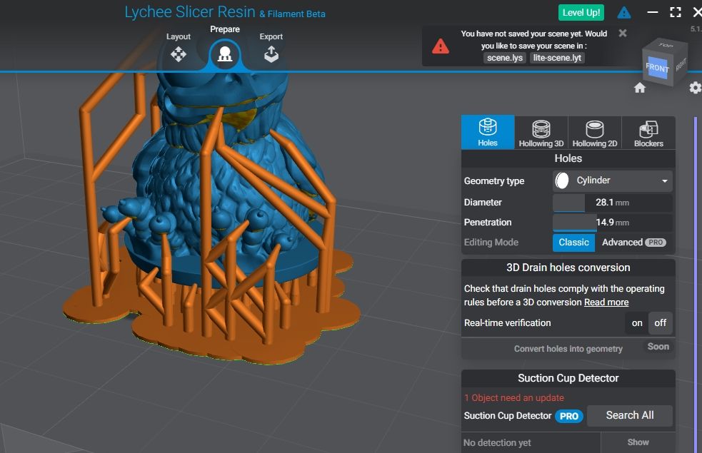 Пустотение 3D-модели в Lychee