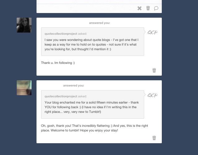 описательное изображение: пример входящих сообщений в Tumblr