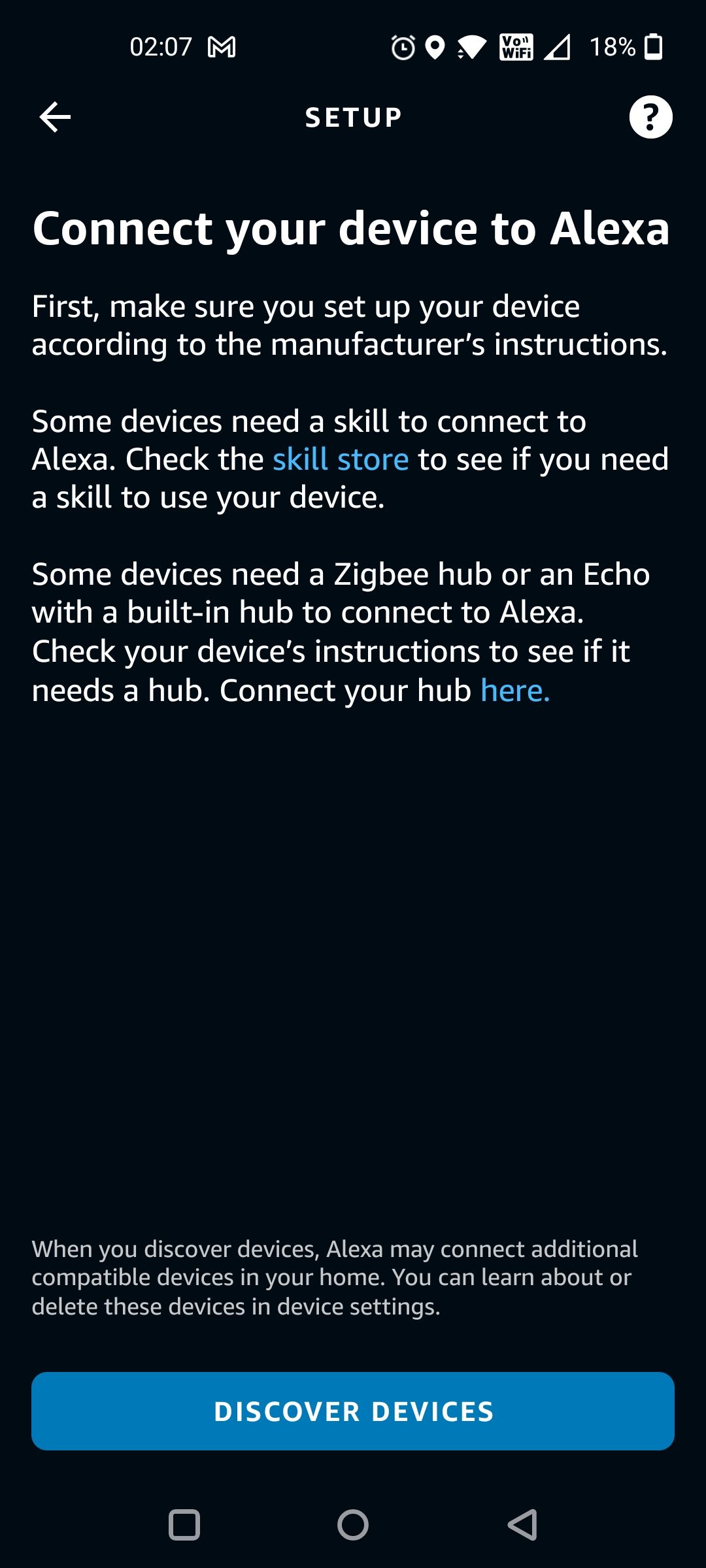 Страница: настройка устройства, если оно не найдено