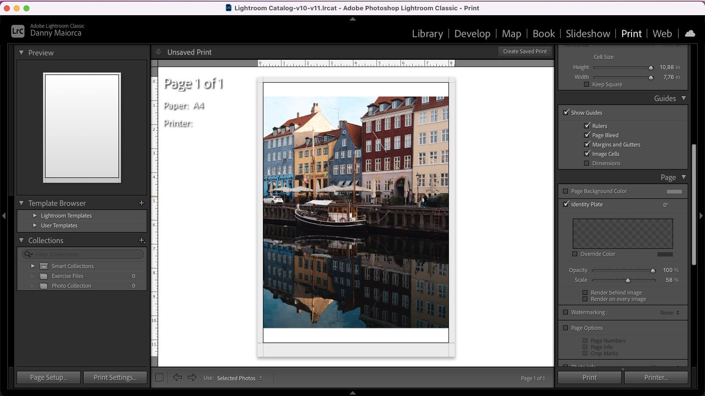 Секция Identity Plate в Adobe Lightroom