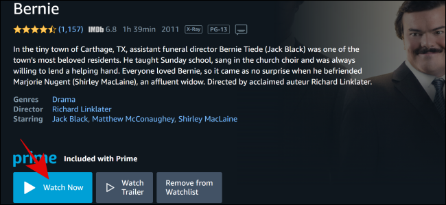 Кнопка «Смотреть сейчас» на странице шоу