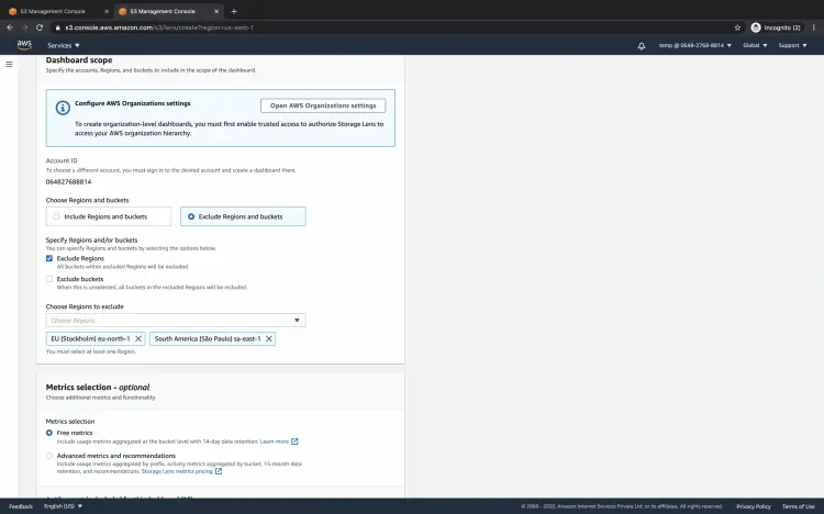 Опция исключения регионов из дашборда с выбранными двумя регионами