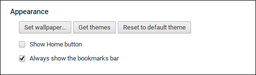 Переключатели видимости кнопки Домой и панели закладок