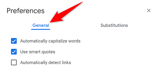 Вкладка Общие в настройках Google Docs с опцией Показать сведения о ссылке