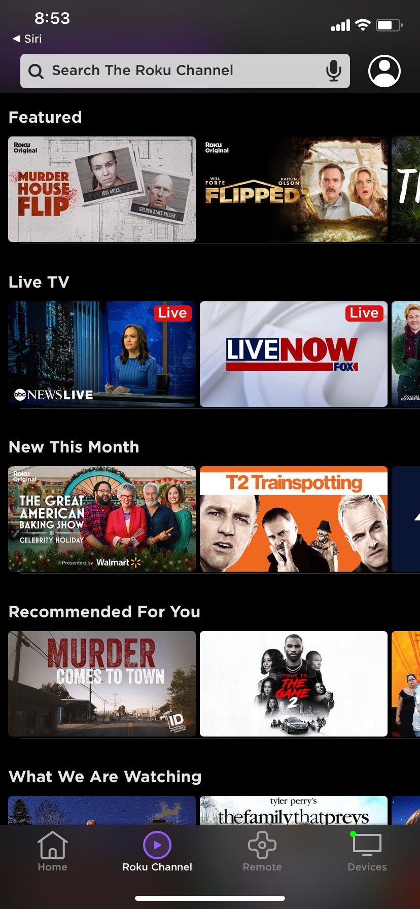 Интерфейс Канала Roku