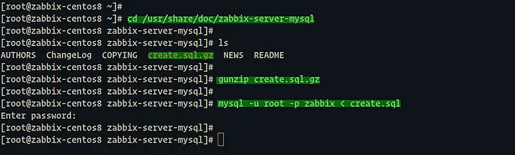 Импорт схемы БД Zabbix