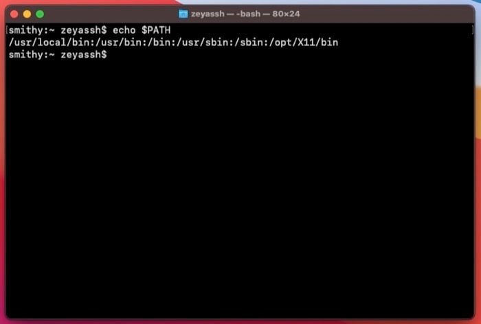 Вывод echo $PATH в терминале macOS